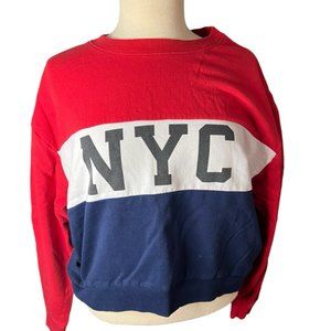 Freeze NYC red‎ white and blue long sleeve slightly cropped sweatshirt xxl